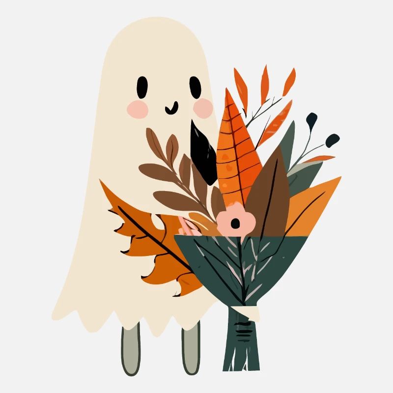 Fantôme avec bouquet de fleurs