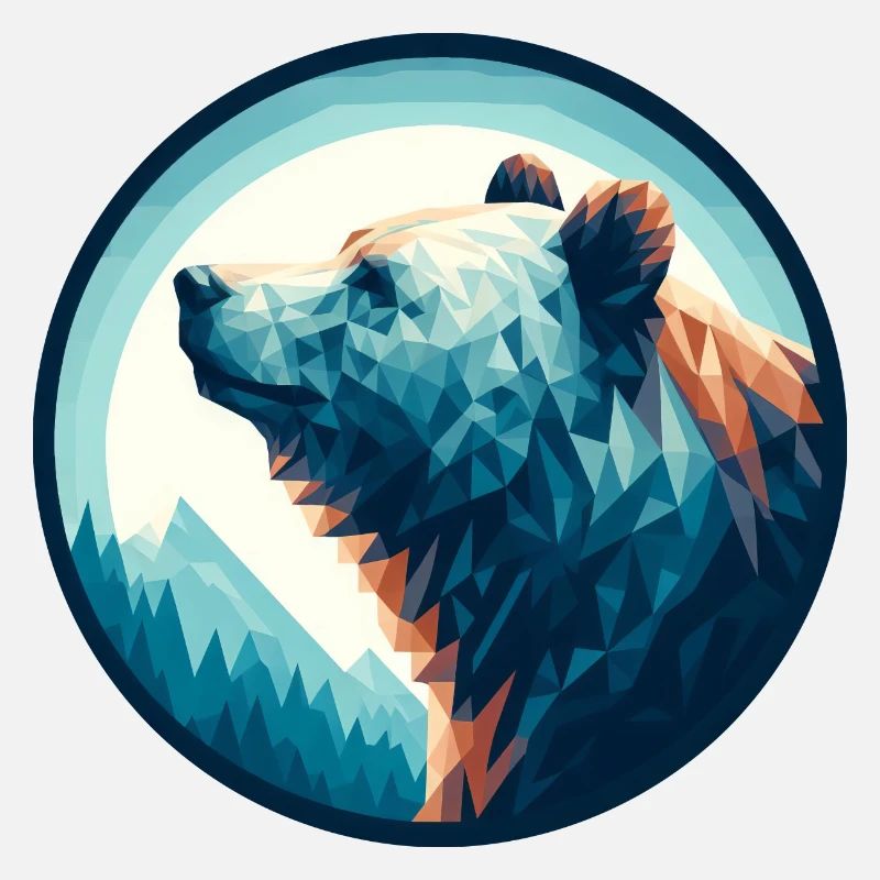 Polygon bear polar bear in polygon geometric style