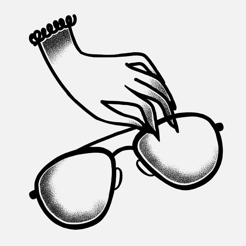 Style de tatouage Boho main et lunettes de soleil