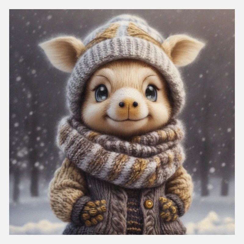 Cute winter animal with clothes on