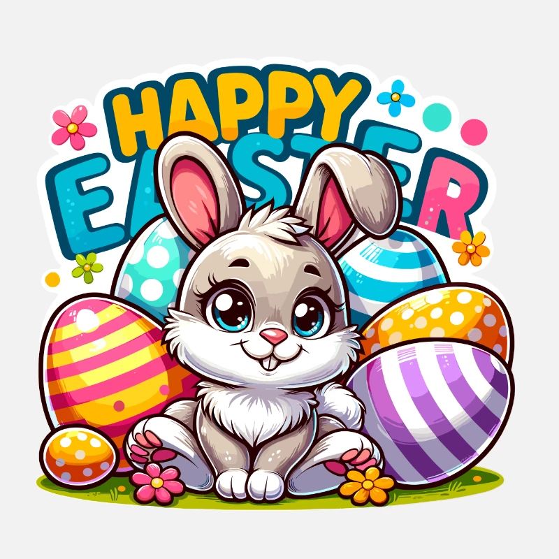 Joyeuses Pâques - Illustration de lapin de Pâques