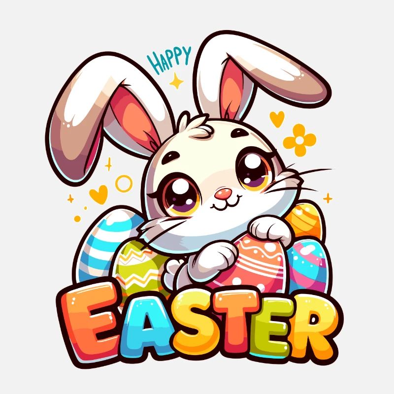 Joyeuses Pâques - Illustration de lapin de Pâques