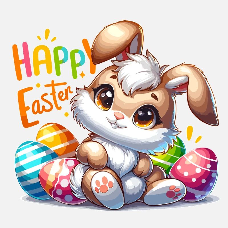 Joyeuses Pâques - Illustration de lapin de Pâques