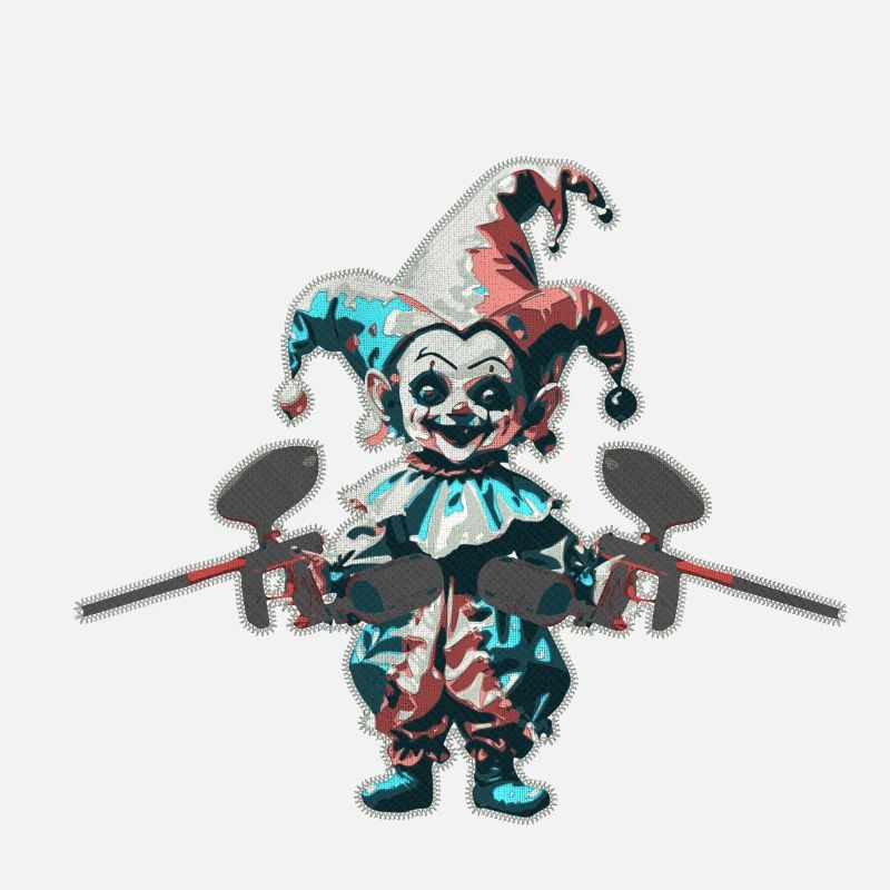 Embroydyred paintballing horror jester print
