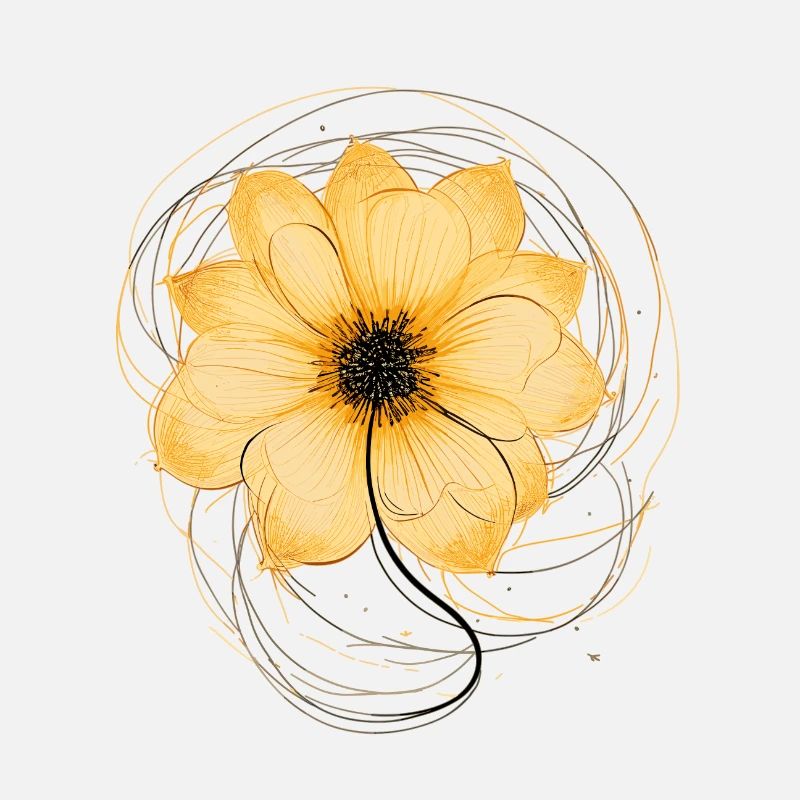 Rose One-Line Drawing Style