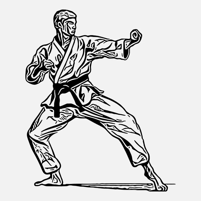 Karate fighter in fighting pose