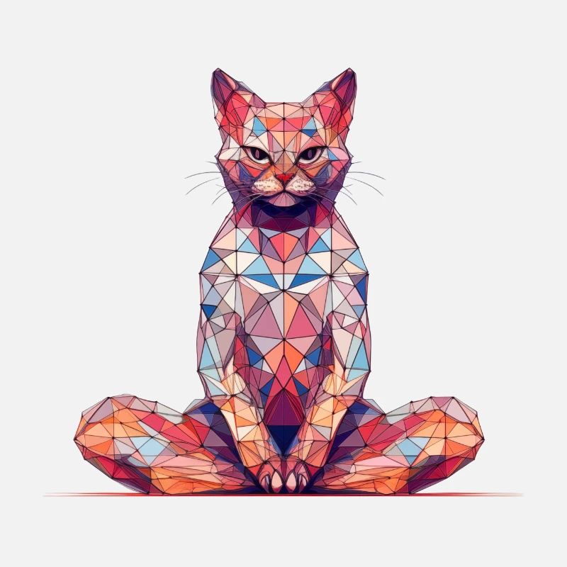 Chat polygonal multicolore