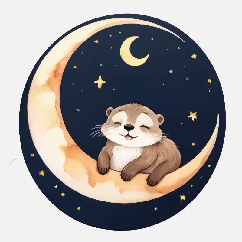 Otter sitting in the moon