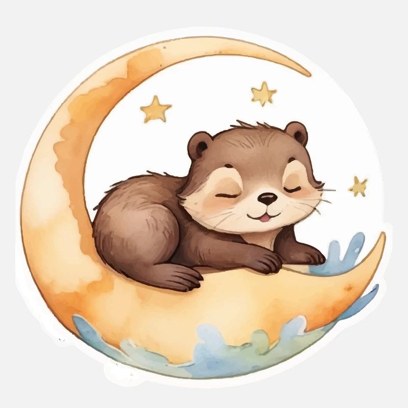 Otter sitting in the moon
