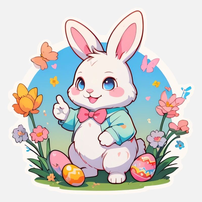 Easter bunny walking in the spring sun