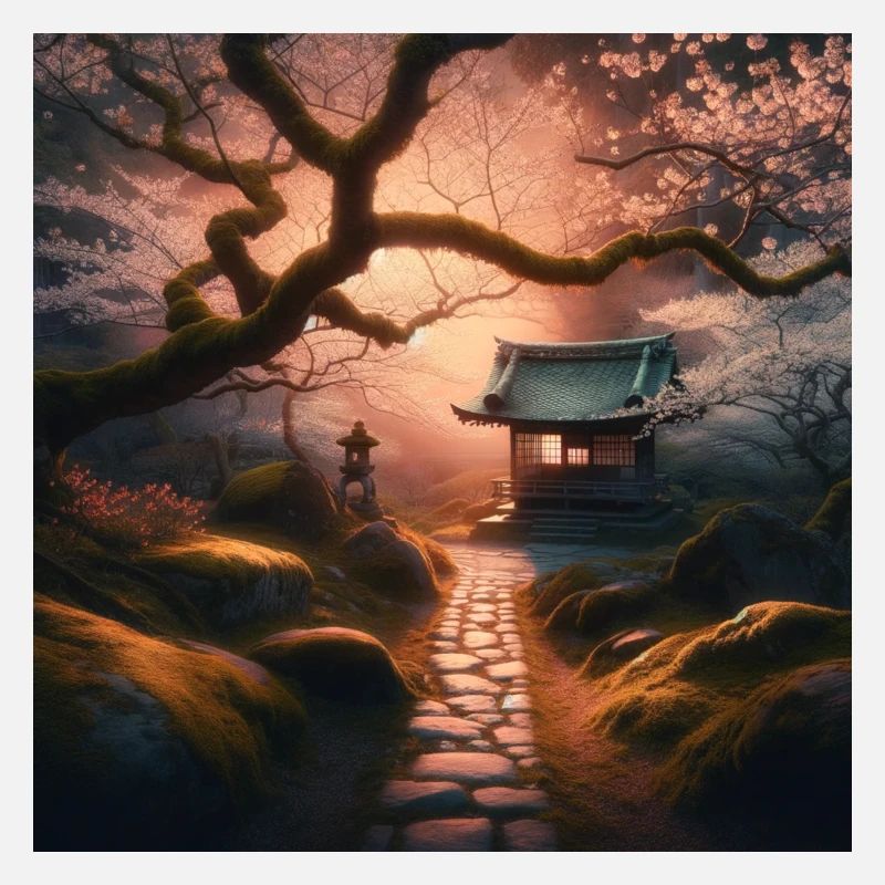 Japan Vintage Moss Stone Path