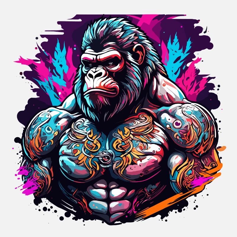 Tattoo / Tier / Kunst / cool / Comic / Gorilla