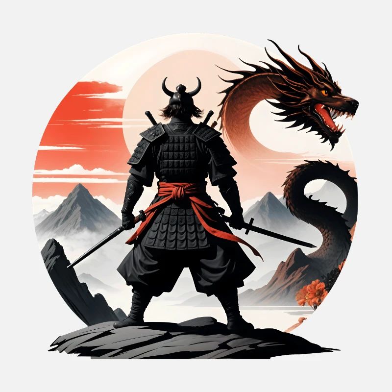 Samurai Japan Landscape Black Dragon