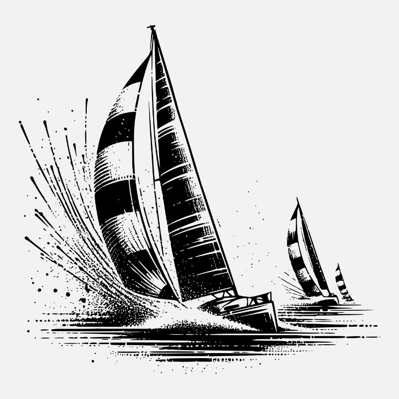 Des voiliers de régate dans le vent et les vagues
