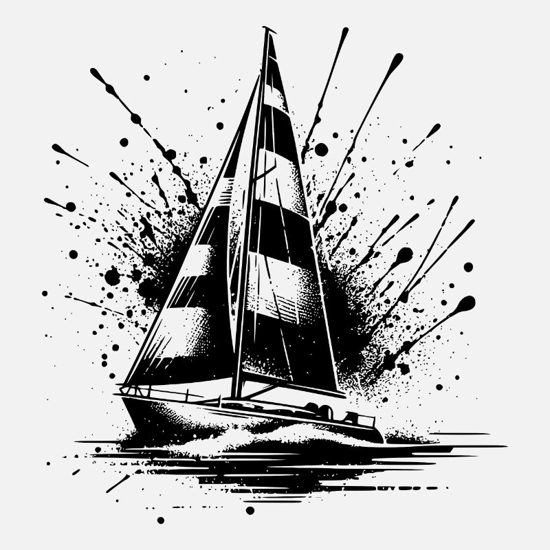 Segelboot mit Wellengang Splash Optik