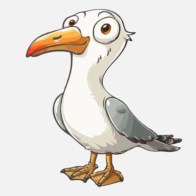 Möwe Comic Style Motiv Seemöwe Crazy Lustig