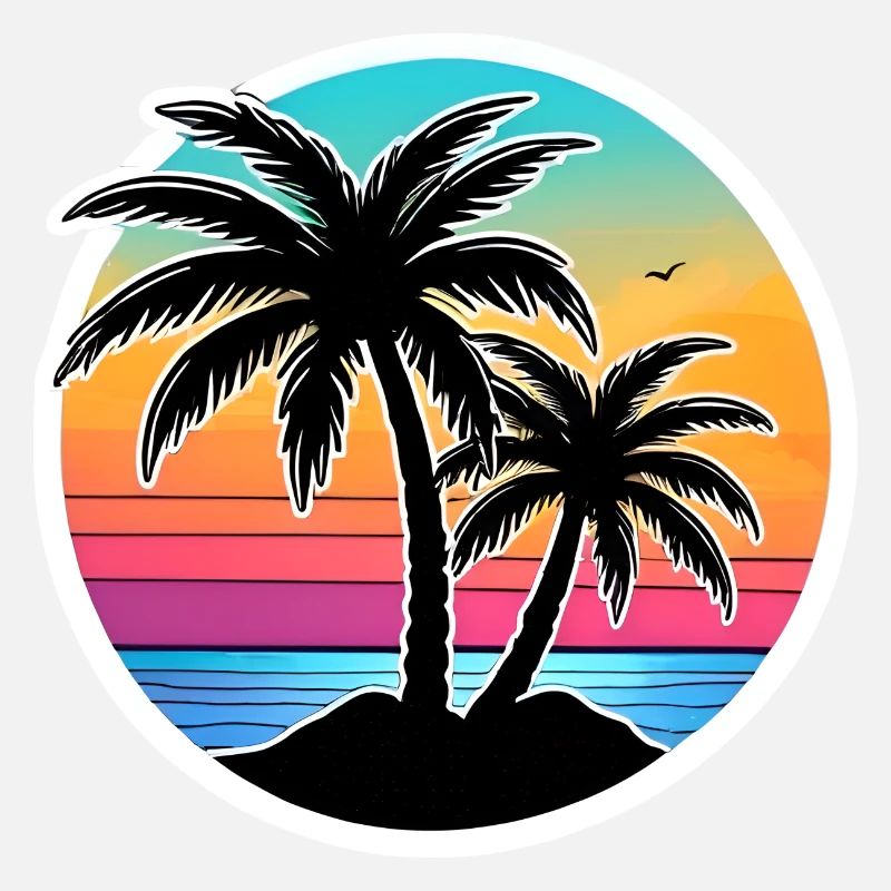 Vaporwave Sunset Palm Trees Illustration 1