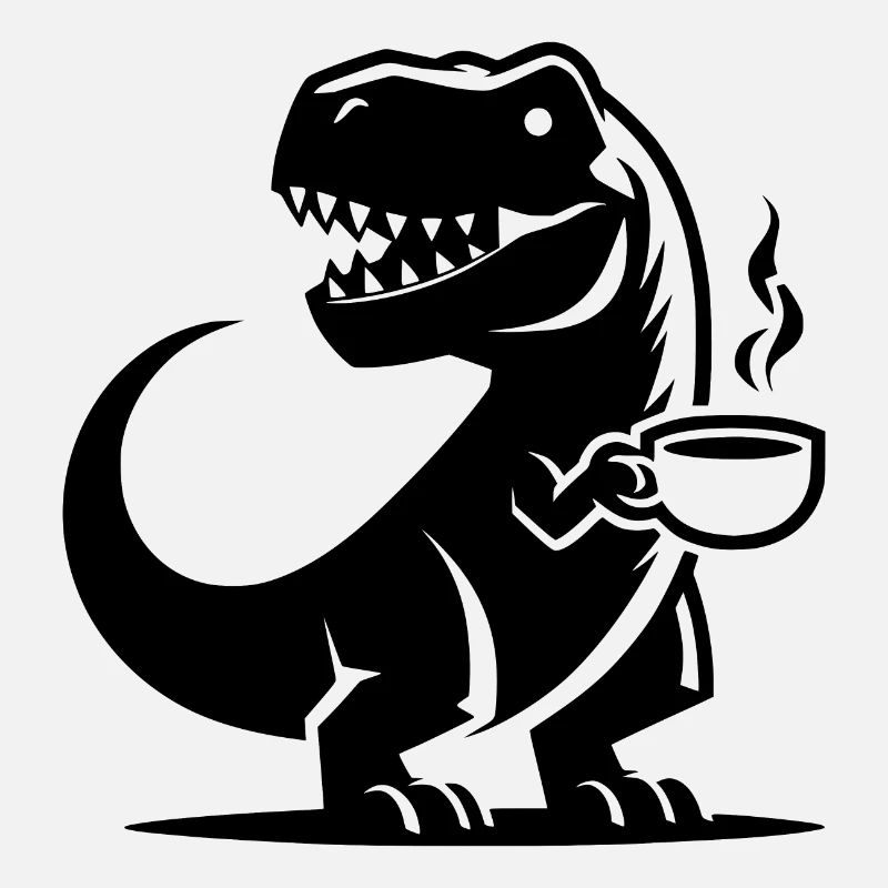 Caffeine Dinosaur T-Rex with Coffee Cup