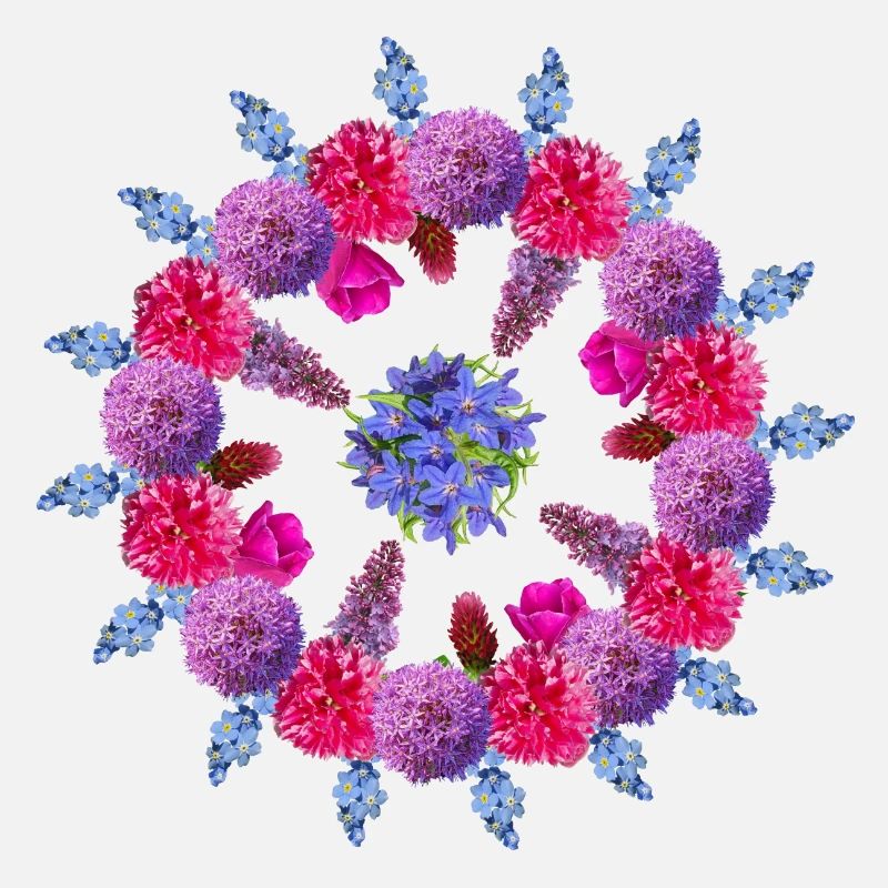 Blumen Mandala rot blaue Blüten Blumen Tradwives