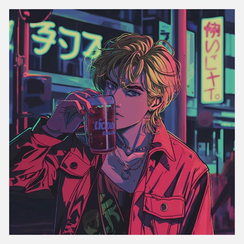 Années 80 Anime Guy Calmant Impression de mode de haute qualité