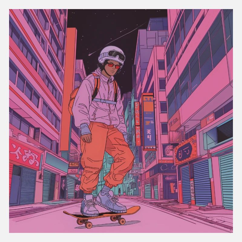 Années 80 Anime Guy Calmant Impression de mode de haute qualité