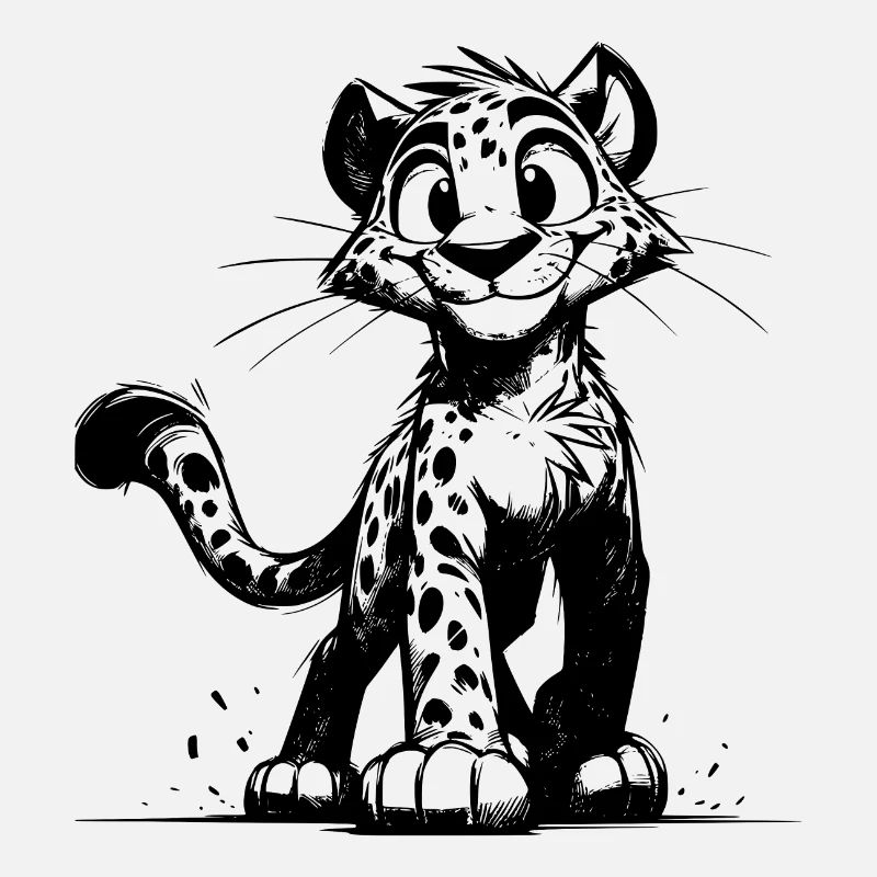 Kleiner Leopard mit Flecken und großen Augen