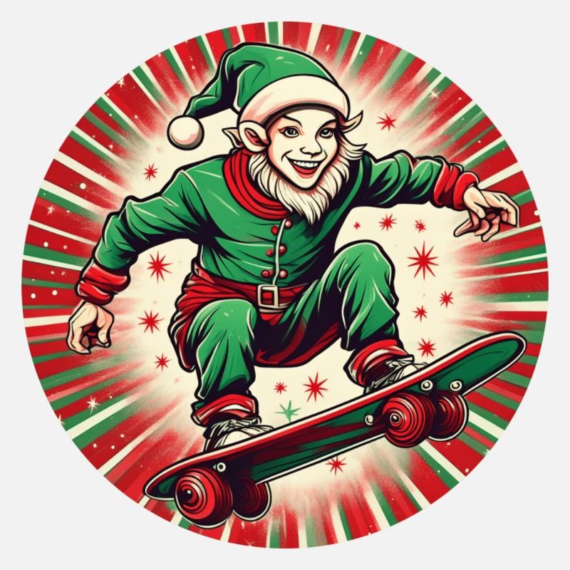 Christmas Elf Skateboarding