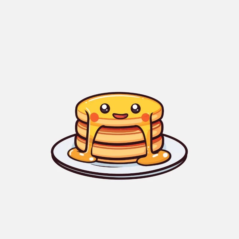 Pile de crêpes joyeuses sur une assiette dans un dessin animé
