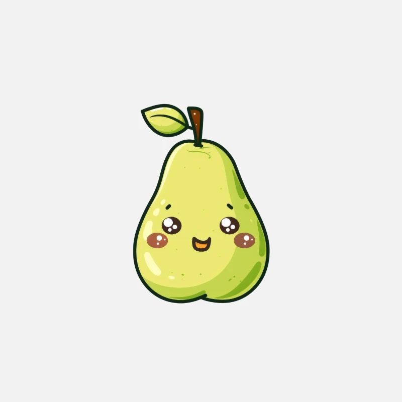 Poire mignonne dans le style de dessin animé vert