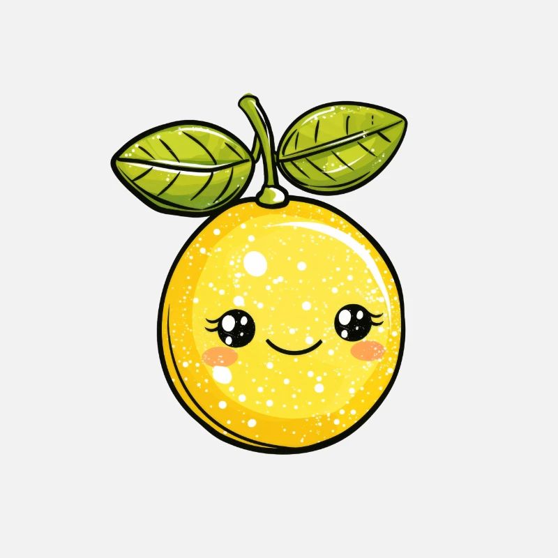Citron mignon dans le style de dessin animé jaune