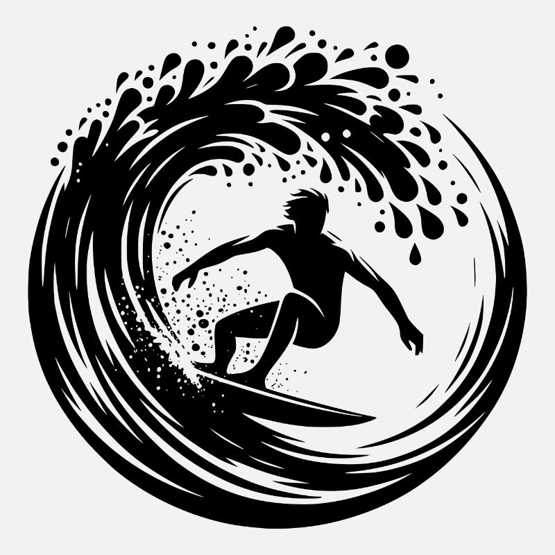 Wave surfboard and surfer in the wave tunnel