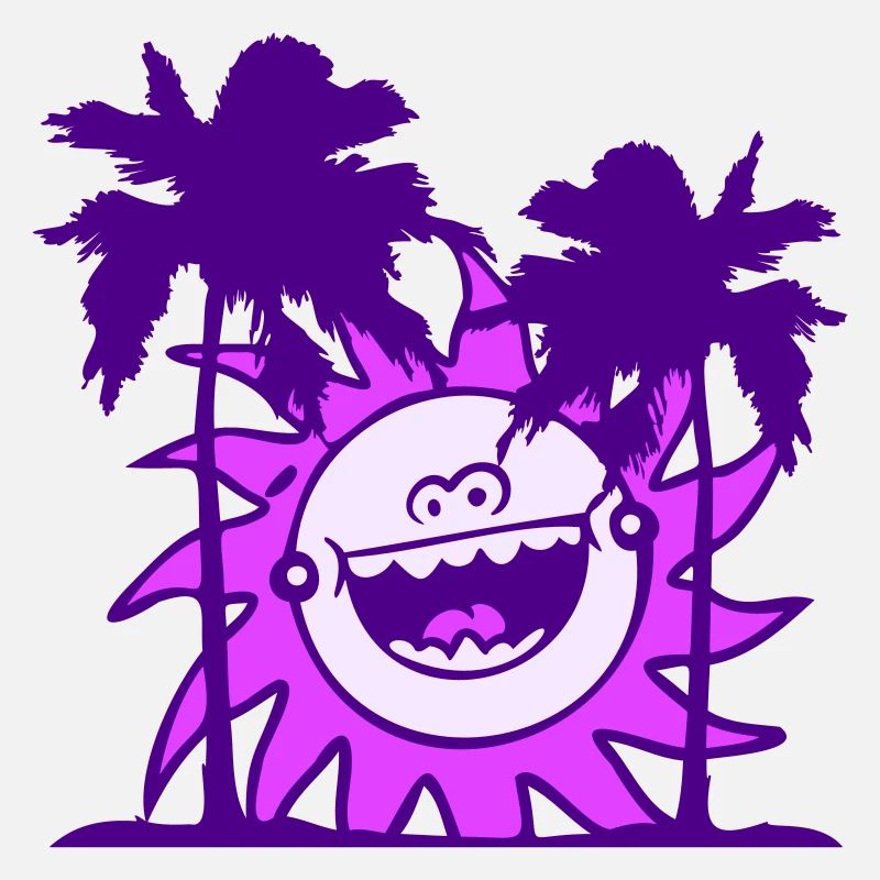 Funny Sun Laughs Happy Fun Face Palm Trees