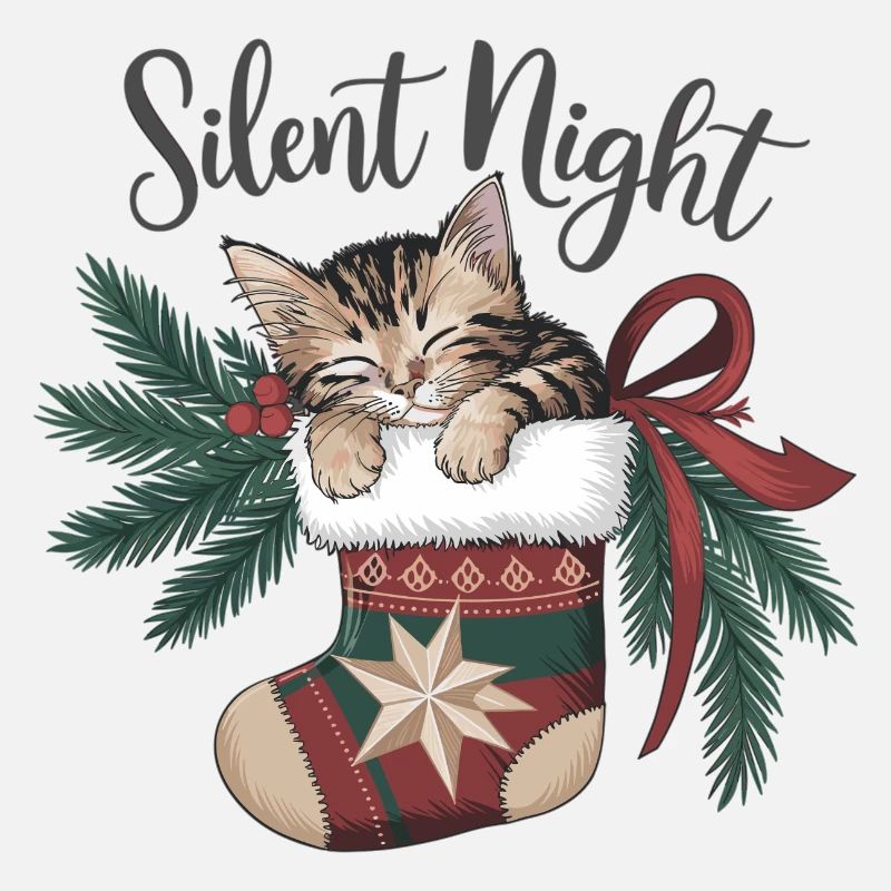 Douce nuit – Chaton en bas de Noël