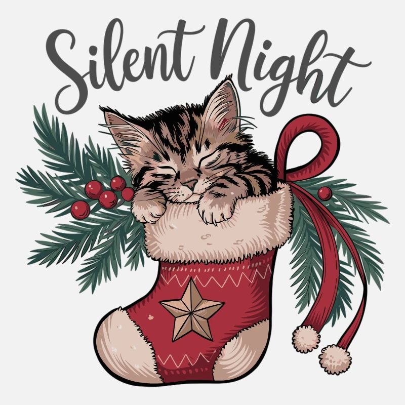 Douce nuit – Chaton en bas de Noël