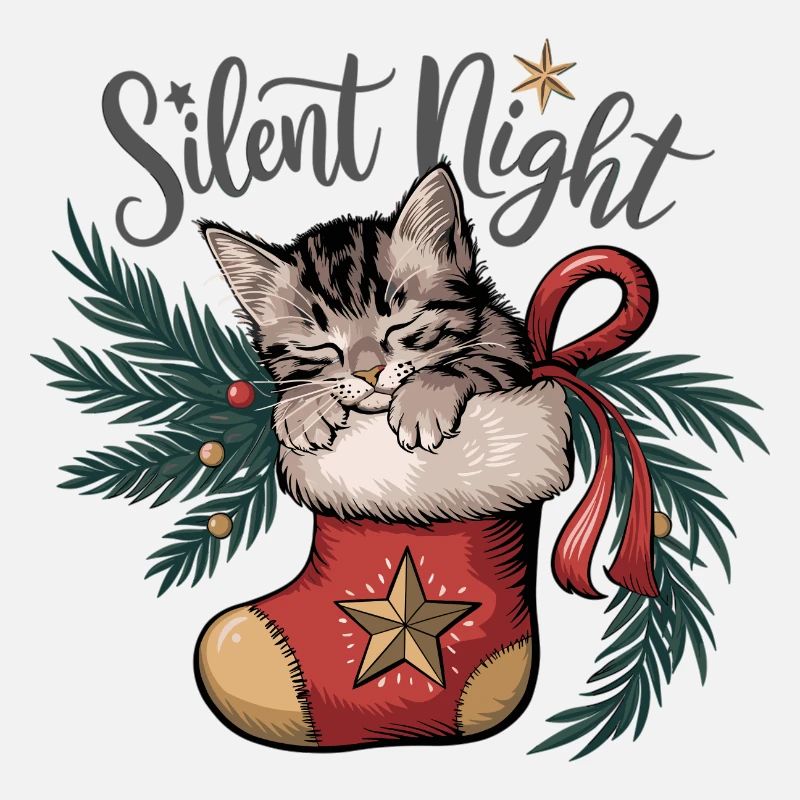 Douce nuit – Chaton en bas de Noël