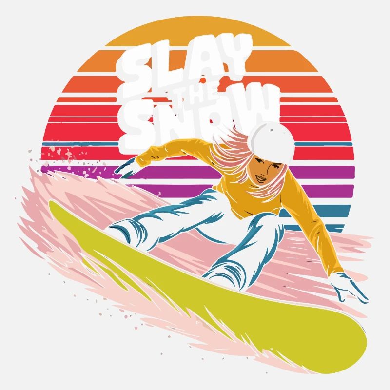 Posez le design du snowboarder sur neige
