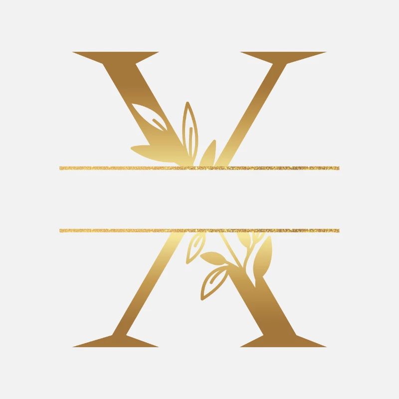 Personalisierter goldener Blumenbuchstabe x - Geschenkidee