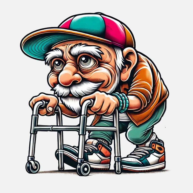 Senior mit Rollator Geburtstagsgeschenk Rentner
