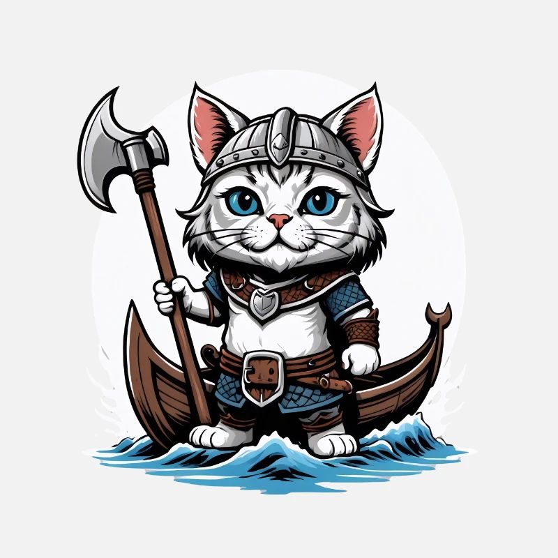 Cat Wikinger Viking Katze Geschenk Süß
