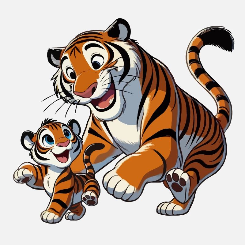 Tigermutter mit jungem Herumtollen