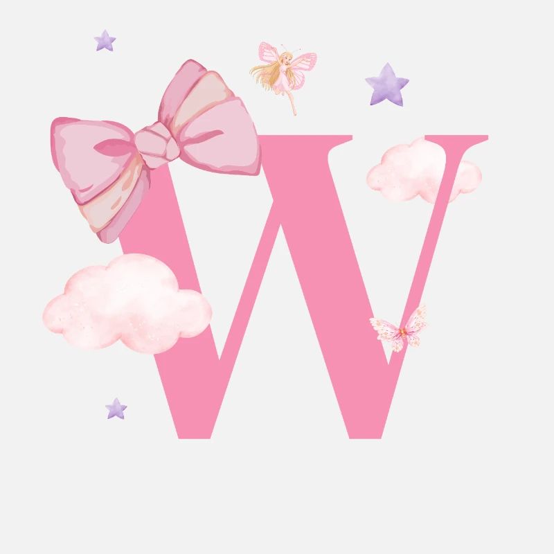 Buchstabe mit rosa Wolken