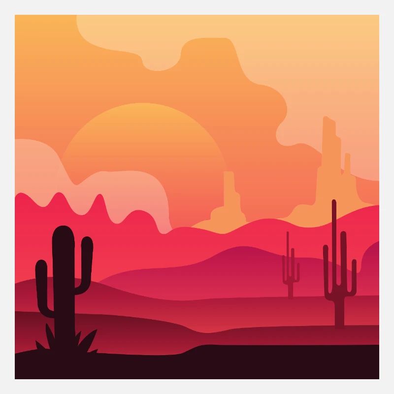 Desert Cactus Silhouette Sunset