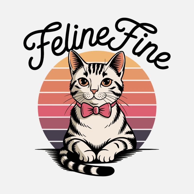Feline Fine – Retro Sunset Cat