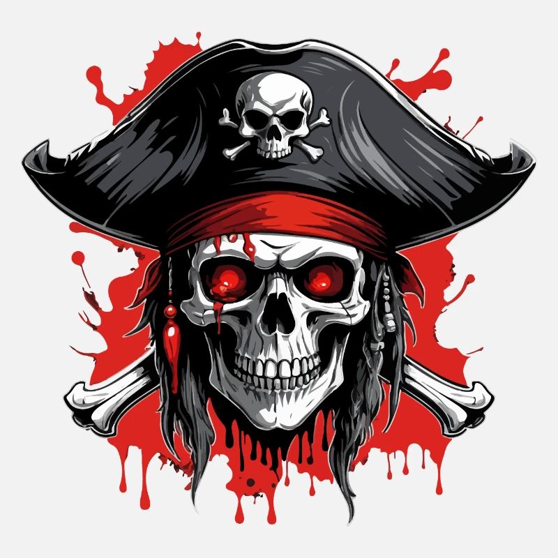 Piratenschädel mit Dreispitz und Blutspritzern