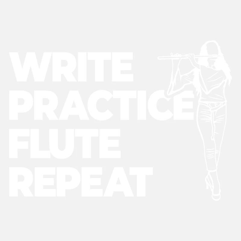 Practicing writing, repeating the flute