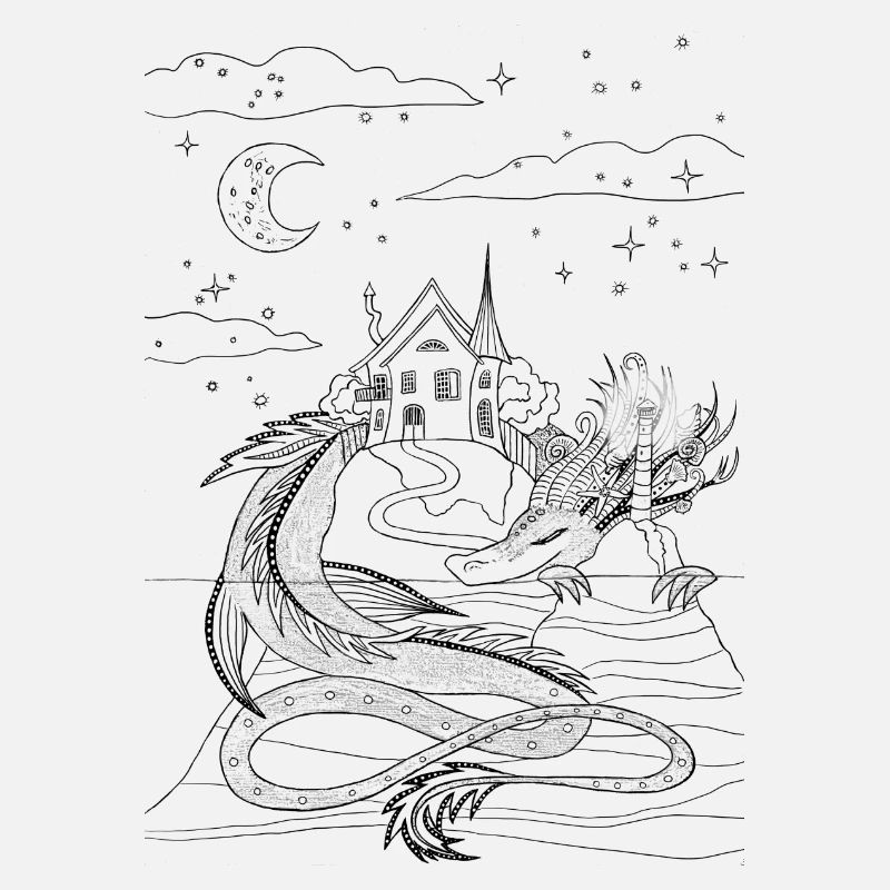 T-Shirt oder Tasche zum Ausmalen, Drache