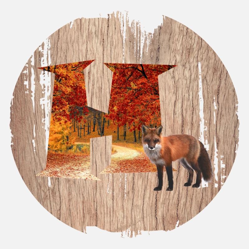 h autumn forest with fox