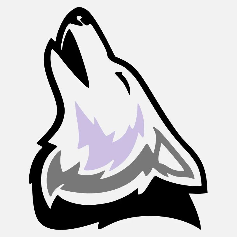 Wolf Kopf face heulend howing 3-farbig Logo