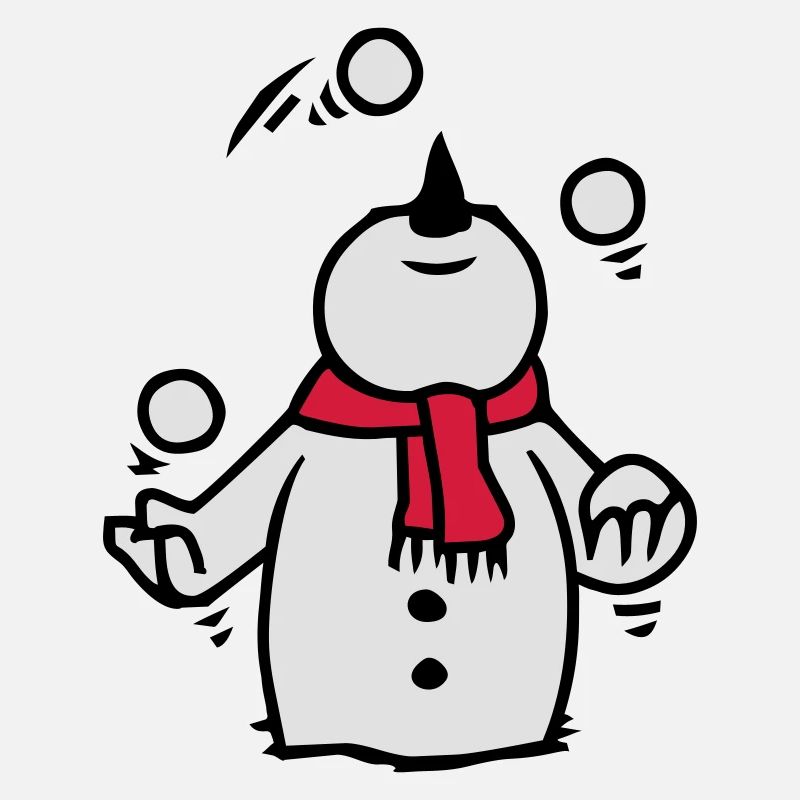 Schneemann jongliert mit Schneebällen