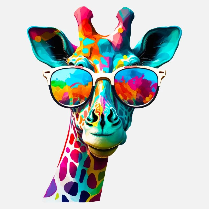 Girafe fun couleur avec lunettes de soleil
